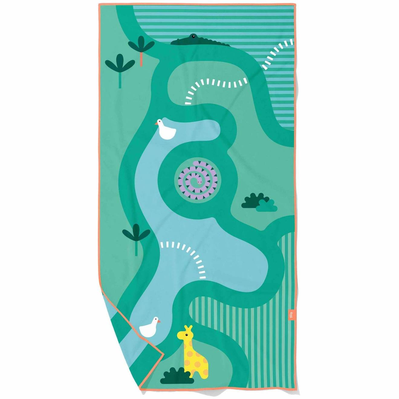 Serviette De Plage 2 En 1 Vert D'eau, Bleu, Blanc