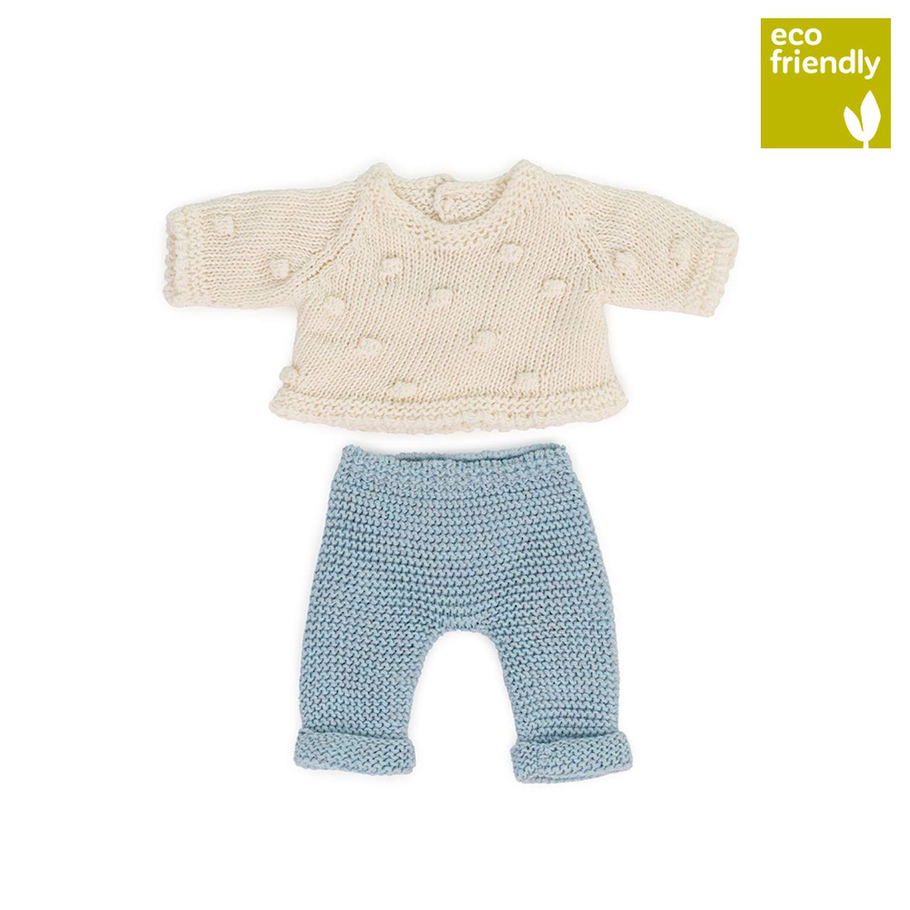 Ensemble Tricoté 21cm - Pull Et Pantalon Bleu