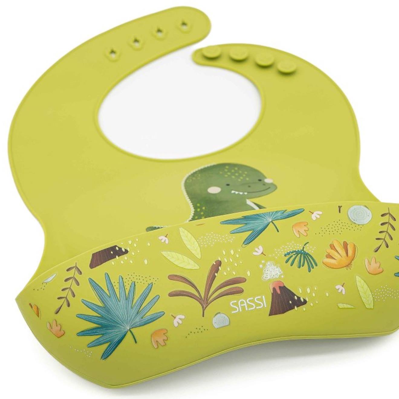 Bavoir Récupérateur En Silicone Animaux Vert (Sassi) - Image 2