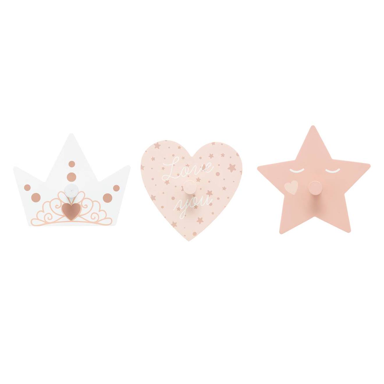 Set De 3 Patères Enfant - Princesse Rose
