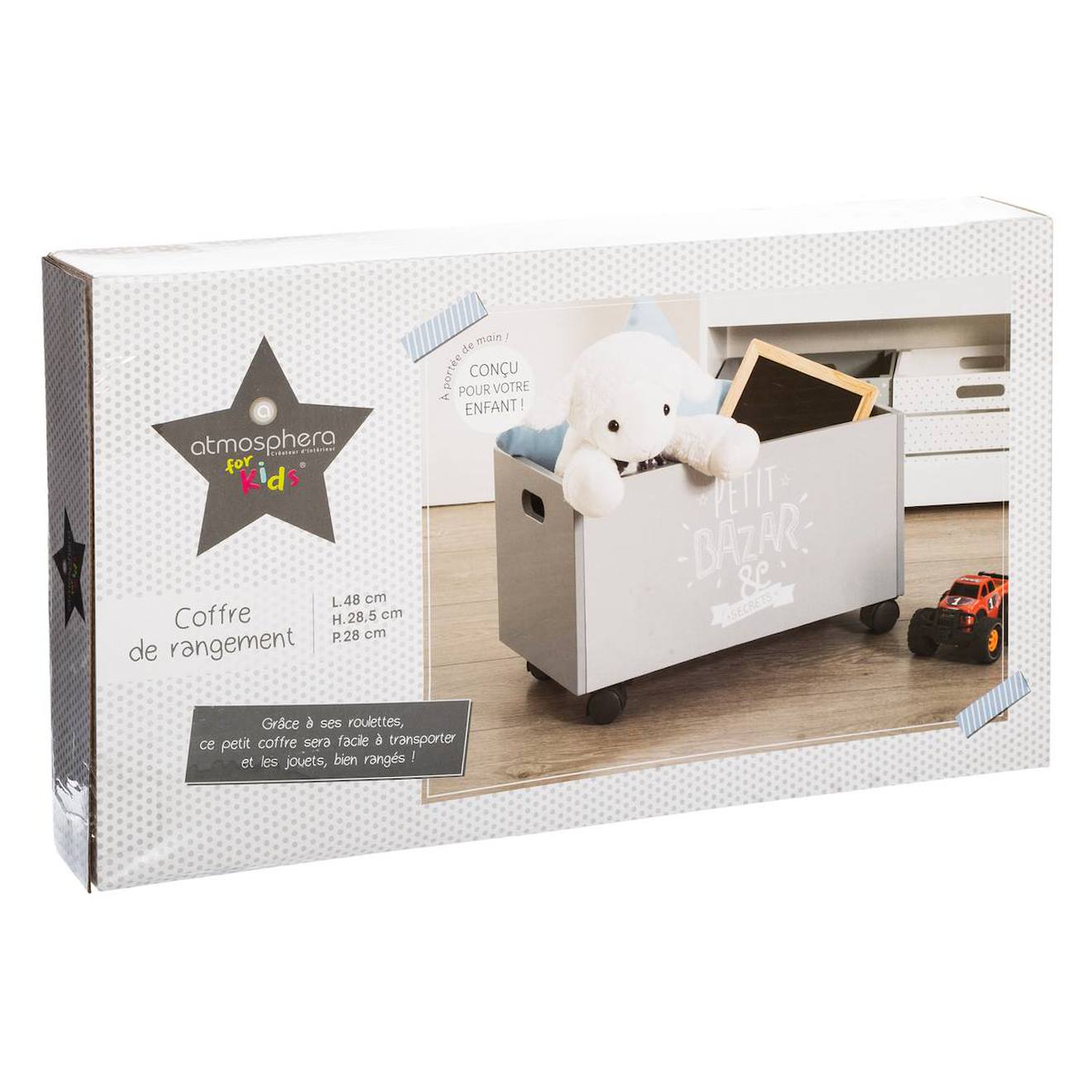 Coffre À Jouets À Roulettes Gris (Atmosphera For Kids) - Image 2