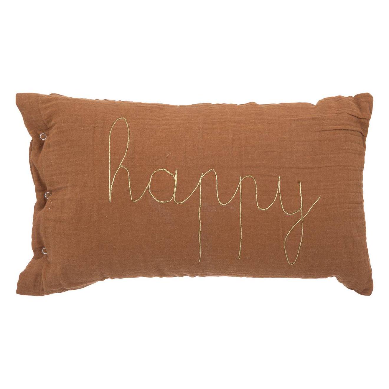 Coussin Rectangulaire Gaze De Coton - Lili Marron
