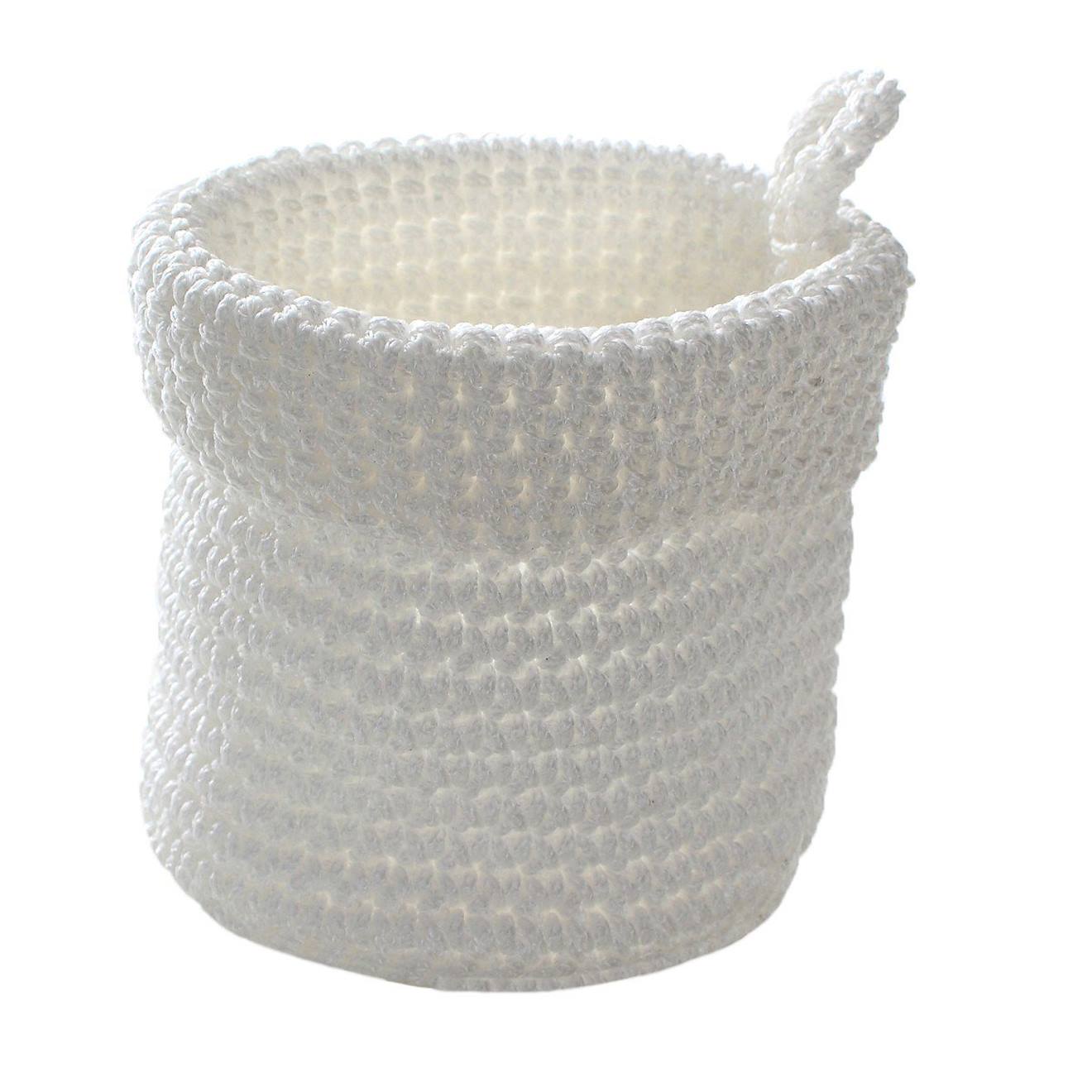 Panier Rond Maille Crochet Blanc Blanc