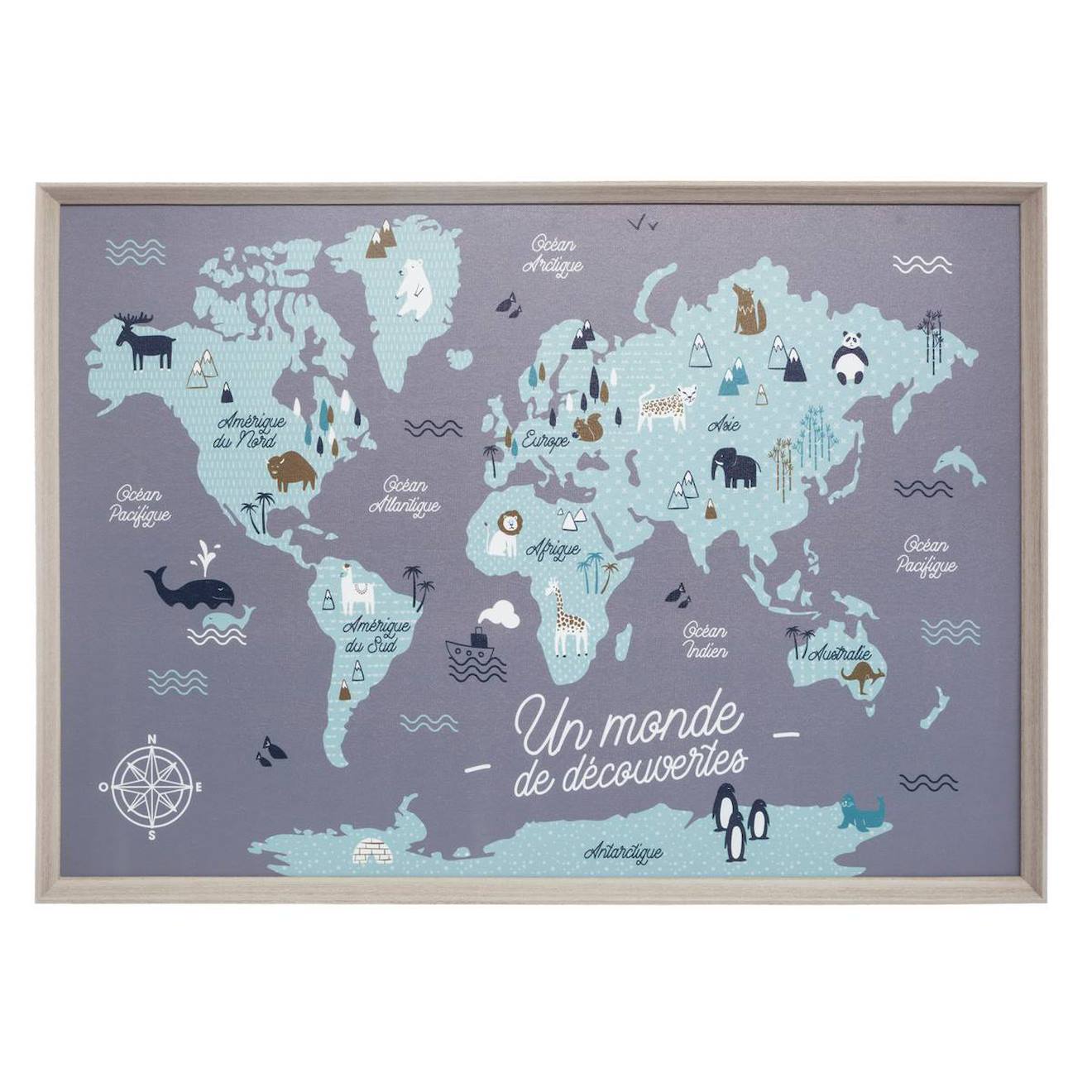 Tableau Enfant Carte Du Monde Multicolore