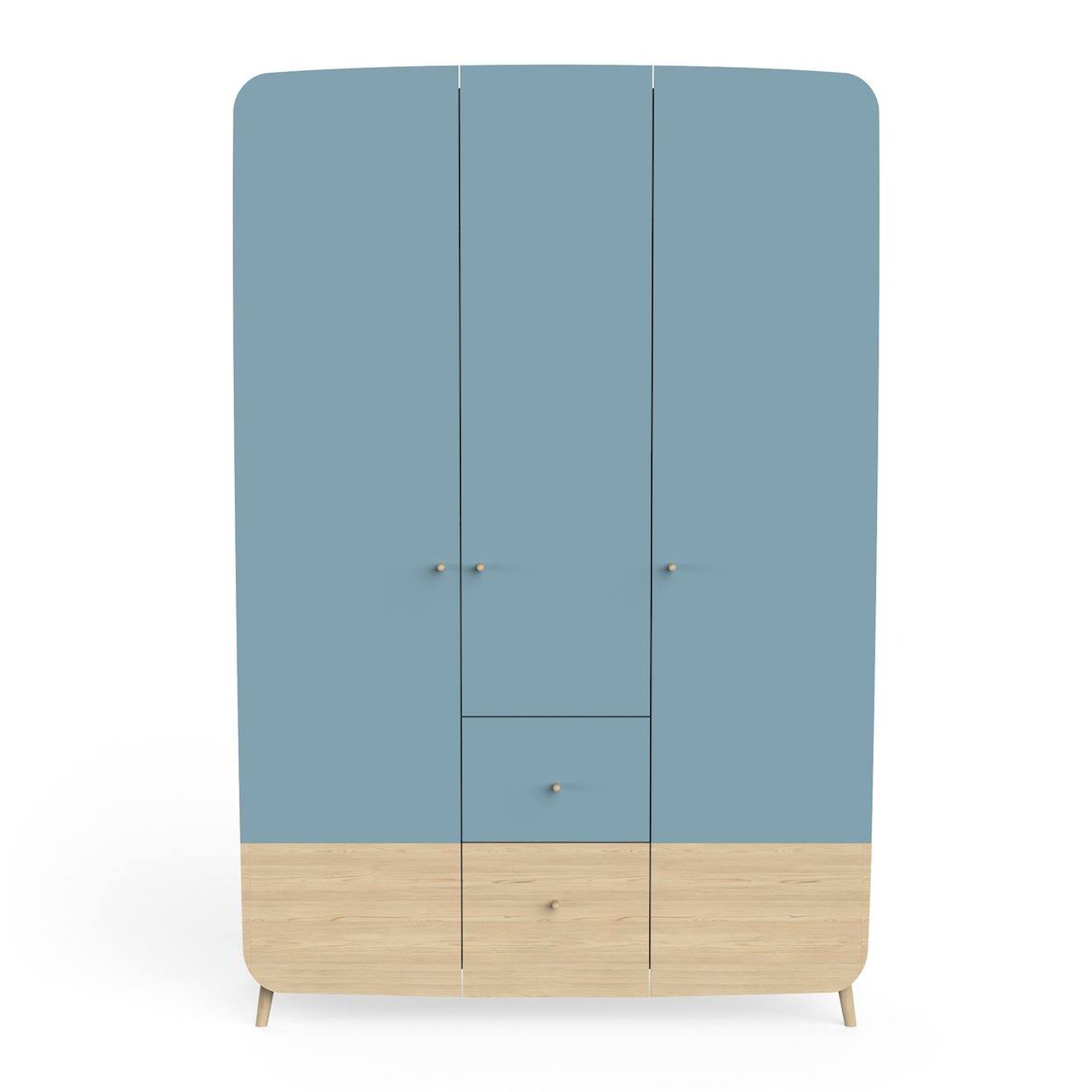 Armoire 3 Portes Et 4 Tiroirs Bleu