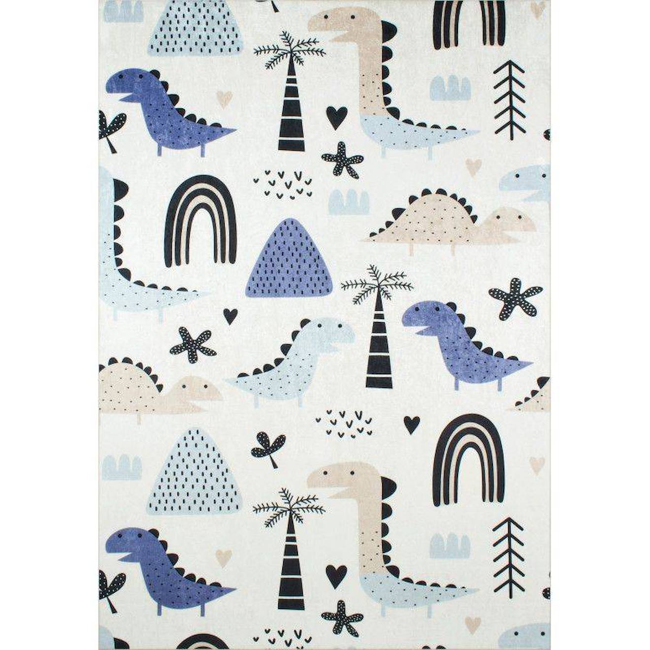 Tapis Enfant Dinosaures Happy Bleu