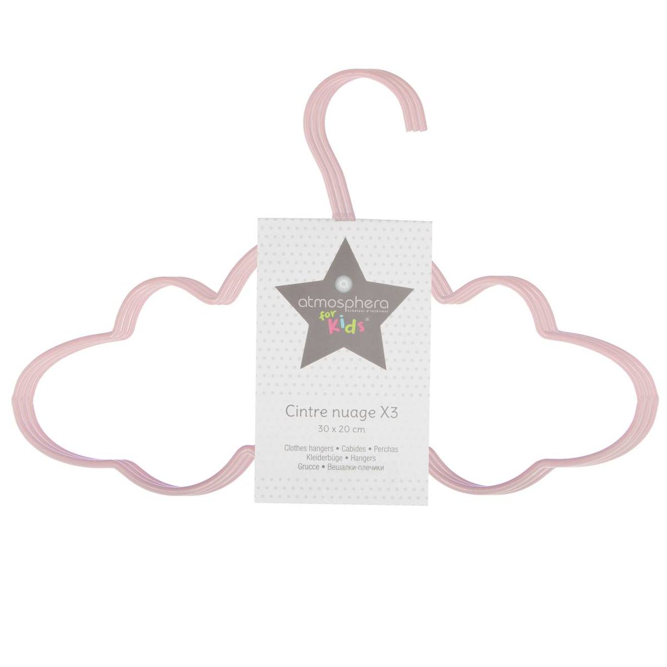 Lot De 3 Cintres Nuage Enfant Rose