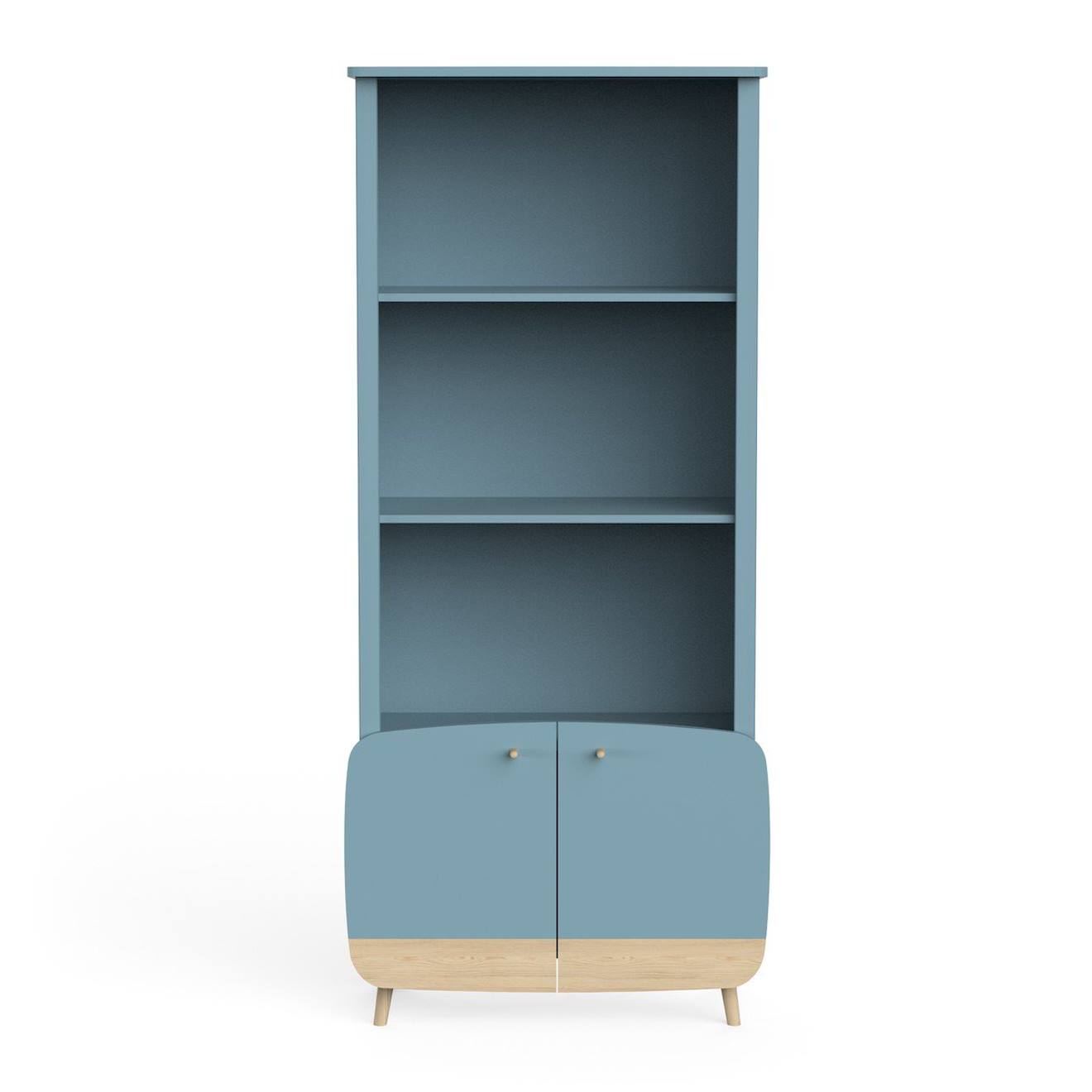 Bibliothèque 2 Tablettes Et 2 Portes Bleu