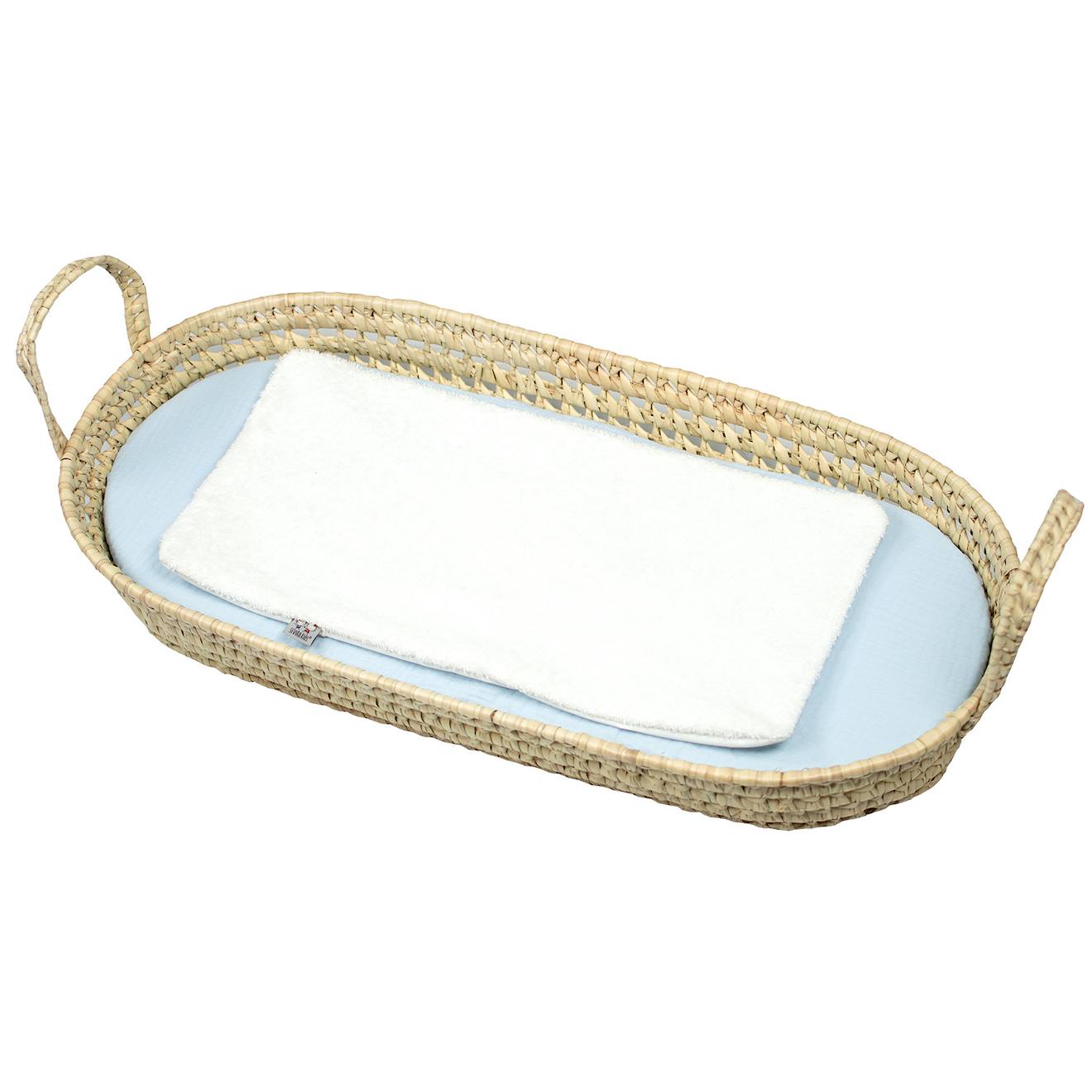 Set Panier À Langer : Panier + Matelas + Drap-housse + Tapis De Change Jeanne Bleu