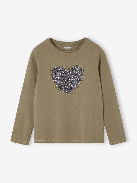 Tee-shirt fantaisie fille écru+olive 4 - vertbaudet enfant 