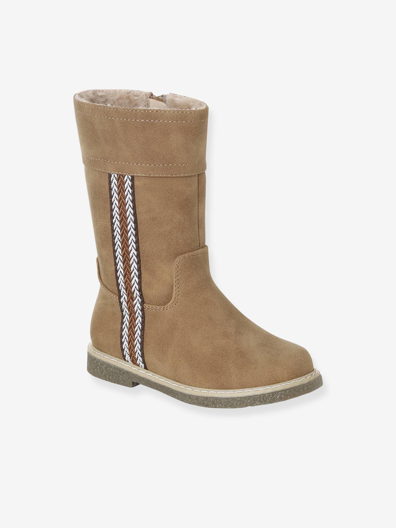 Bottes enfant fille synthtique fourres zippes camel 29 €