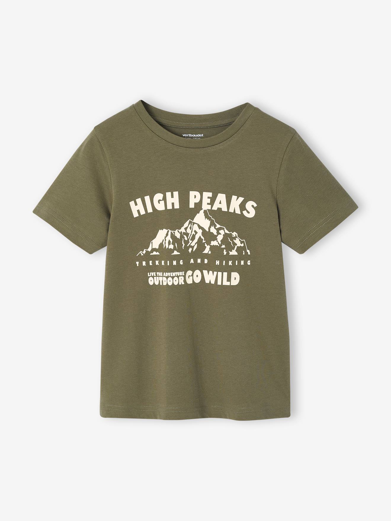 T-shirt garçon imprimé devant olive