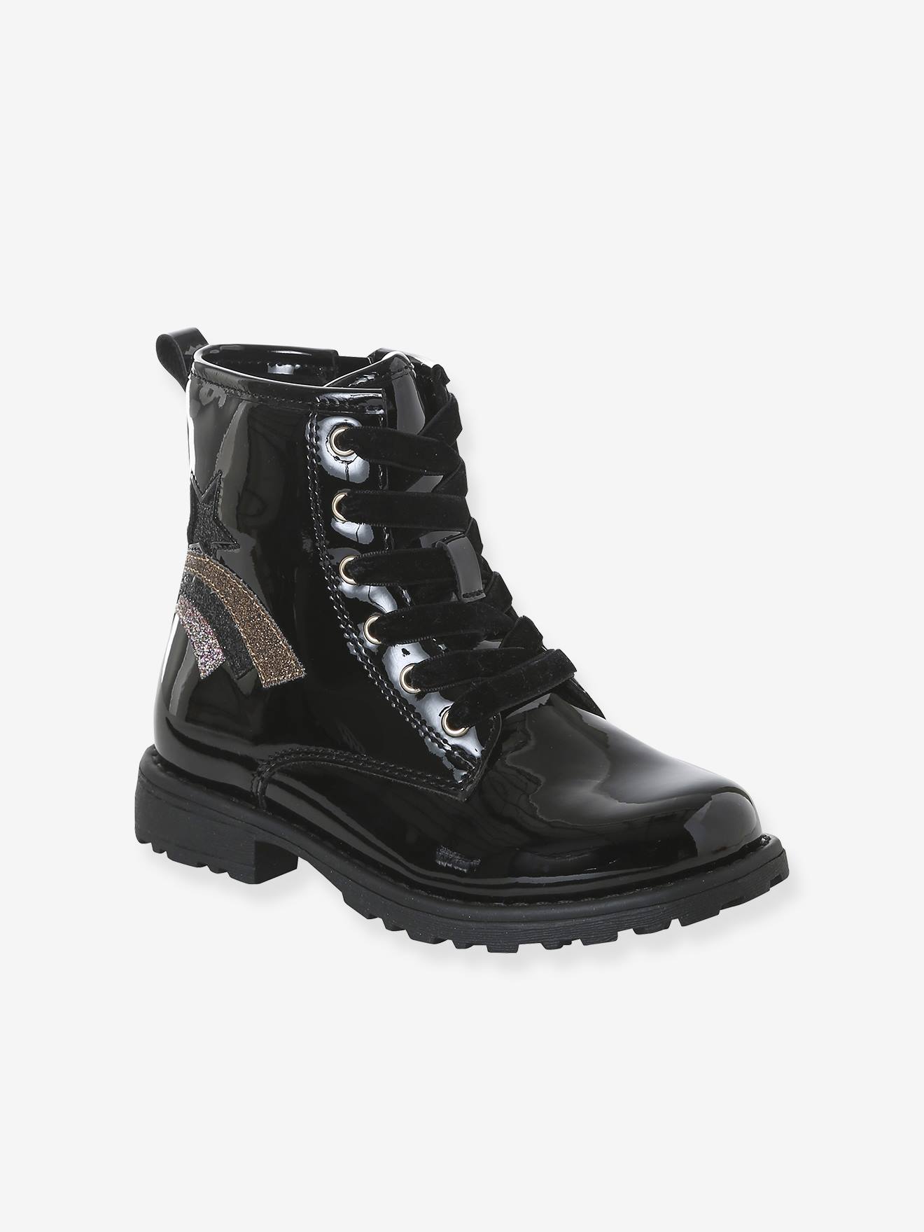Bottines enfant fille synthétique zippées noir