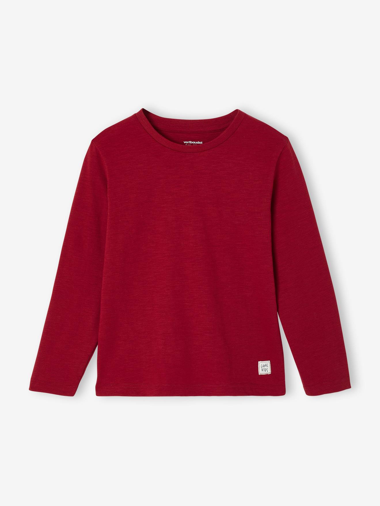 T-shirt garçon unis manches longues personnalisable rouge