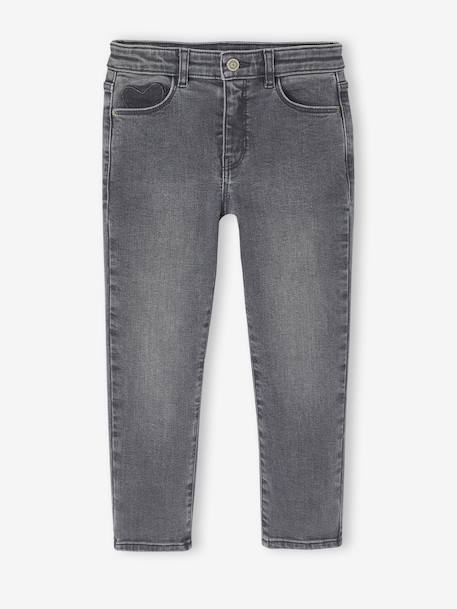 Jean fille slim morphologik tour de hanches medium bleached+bleu foncé+gris+stone 10 - vertbaudet enfant 