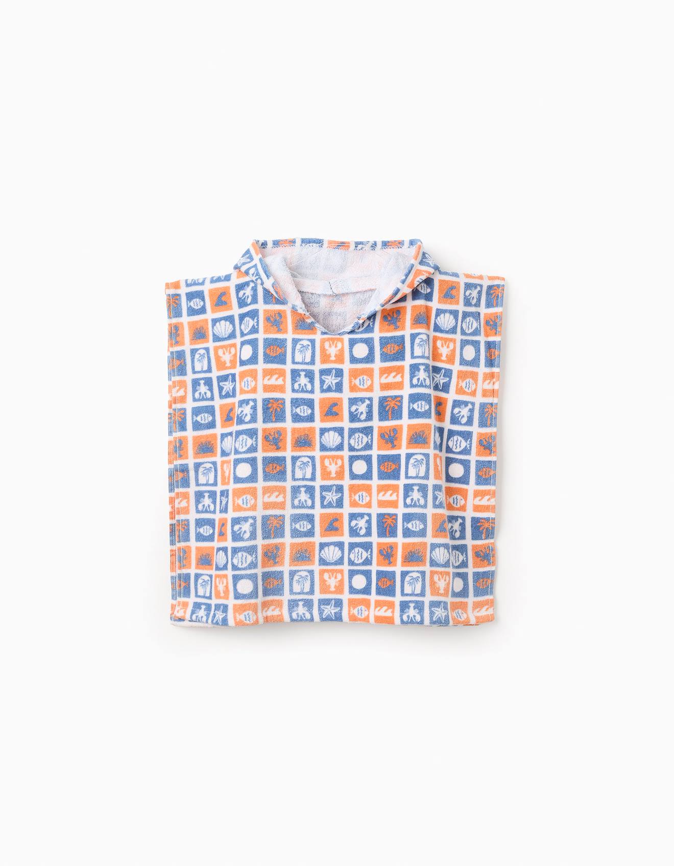 Poncho De Plage Avec Capuche Bleu