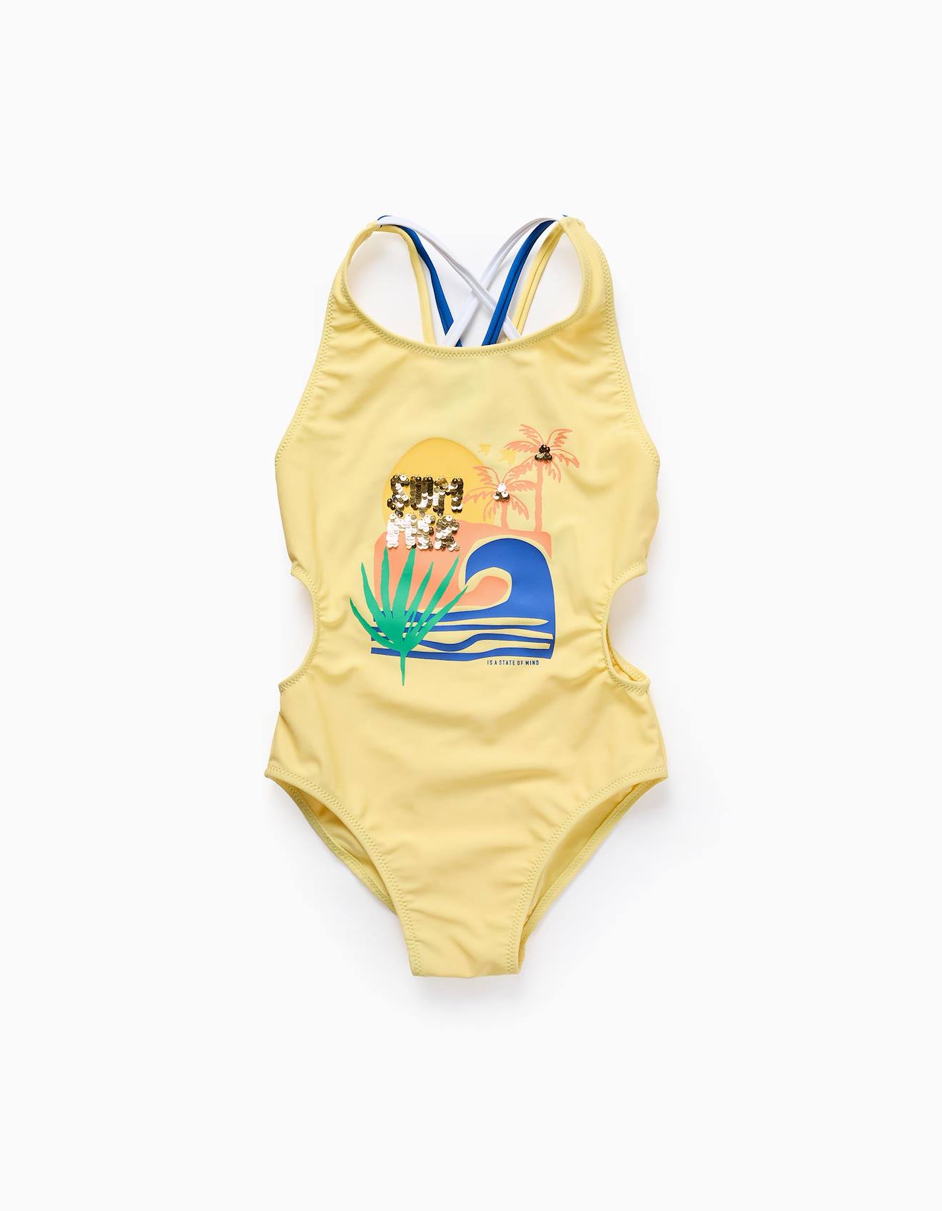 Maillot De Bain Avec Paillettes Et Bretelles Triples Jaune Clair