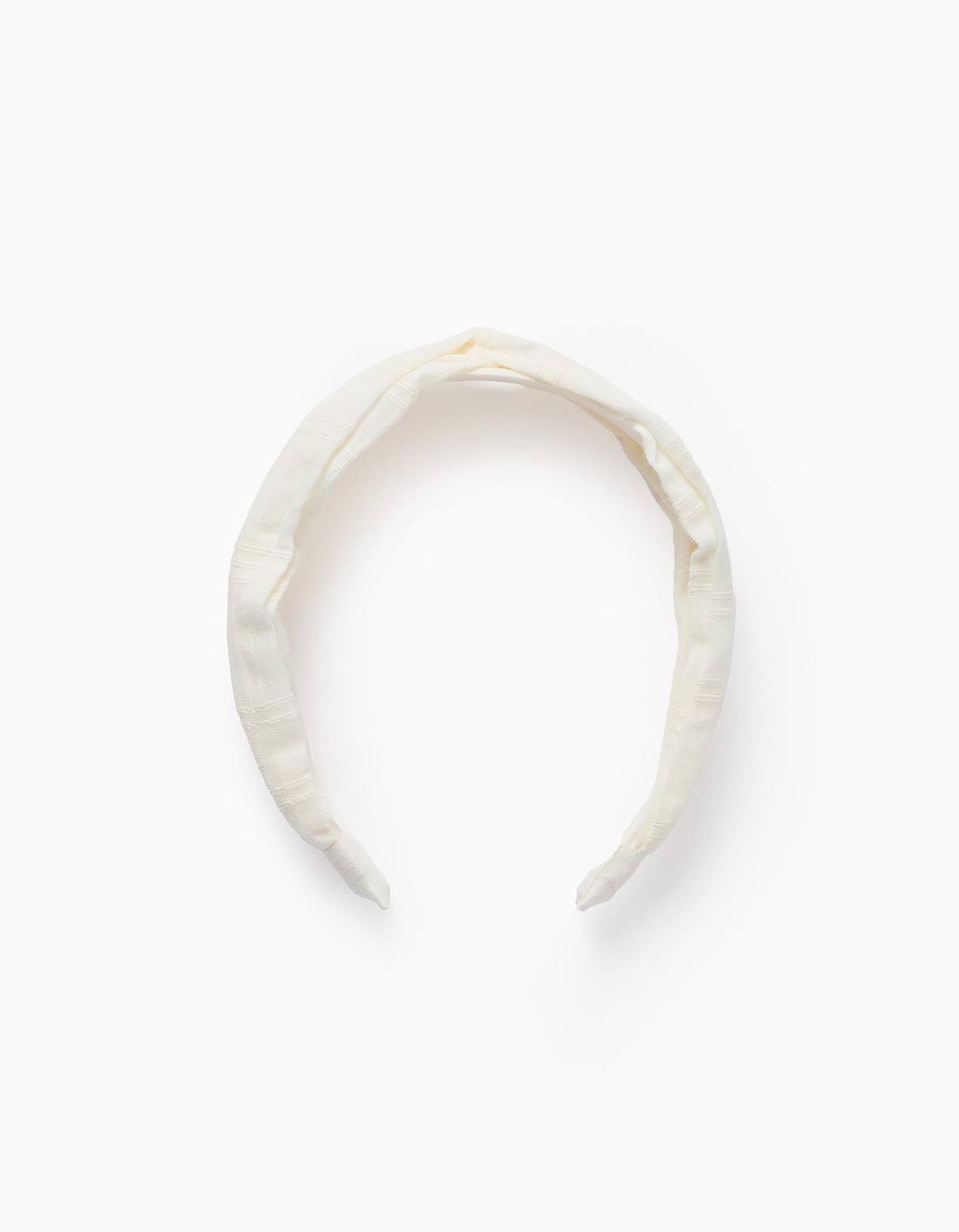 Serre-tête En Tissu Dobby Avec Noeud Beige Clair