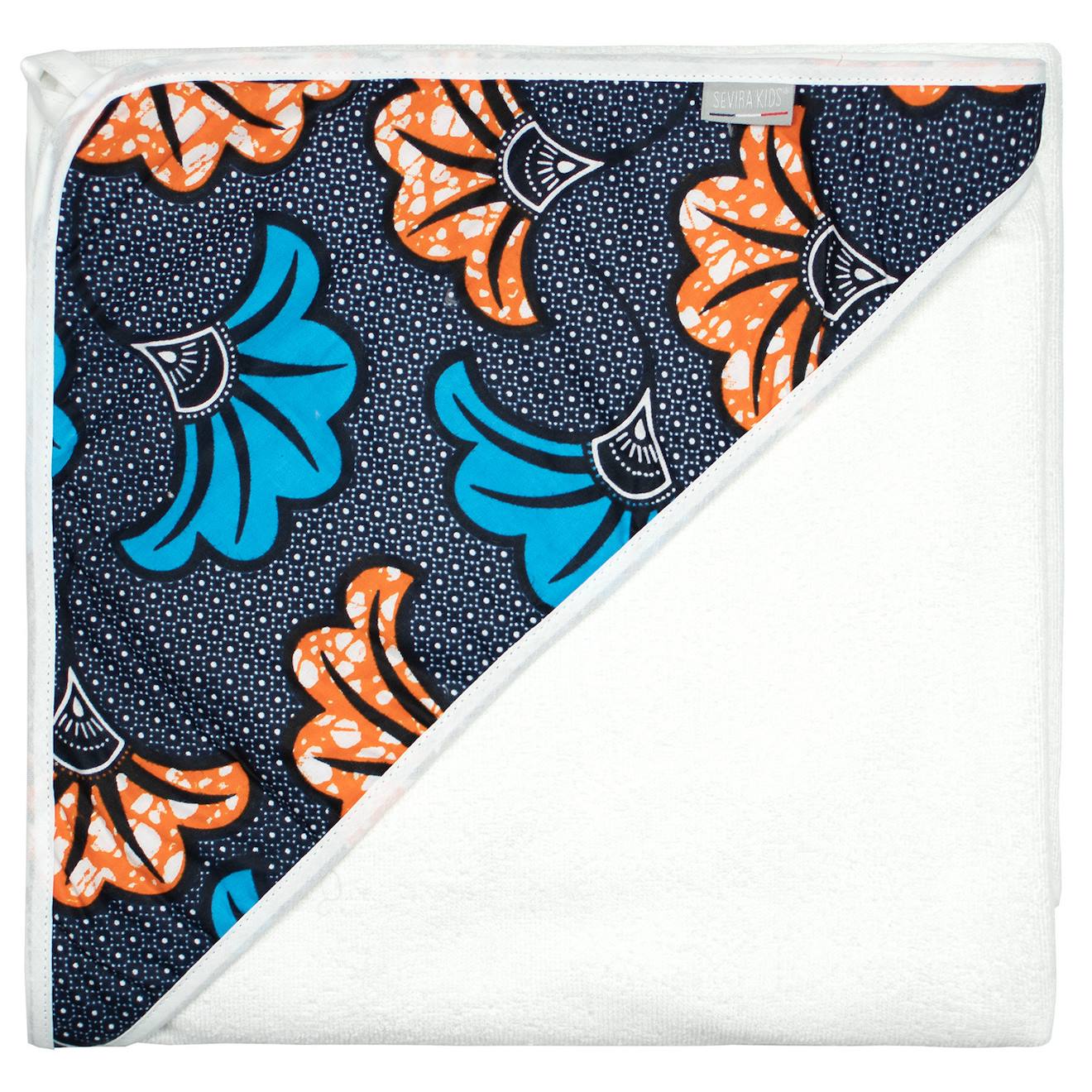 Grande Cape De Bain En Coton Et Bambou Wax Fleurs De Mariage Bleu