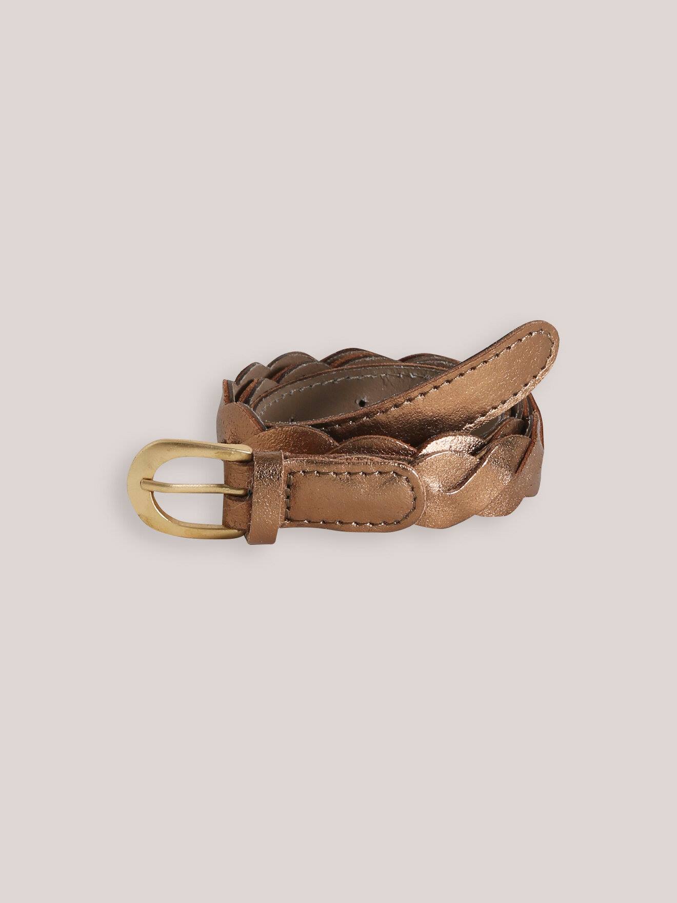 Ceinture Tressée En Cuir Fille Cuivre