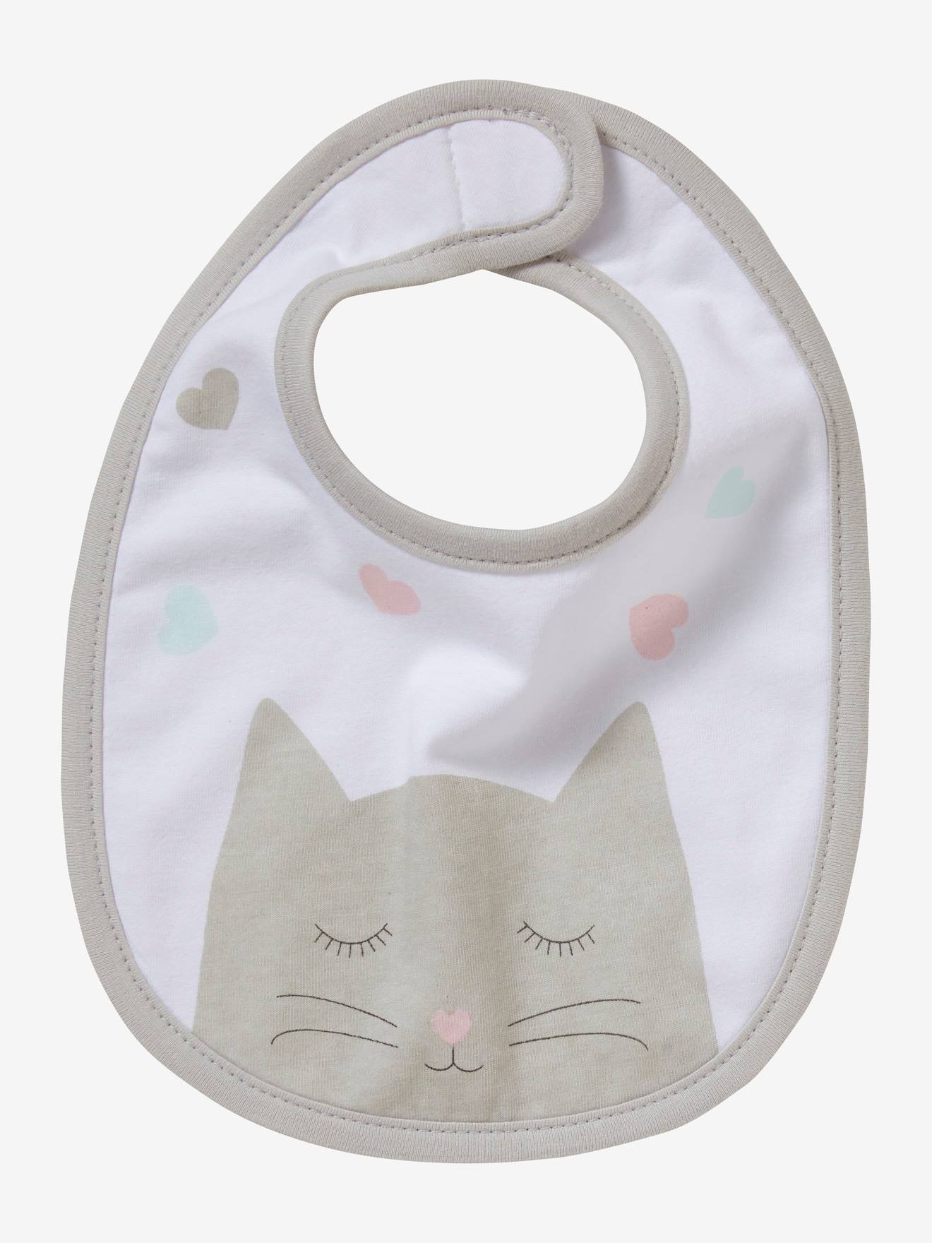 Lot de 5 bavoirs naissance lot chat rose (Vertbaudet) - Image 2