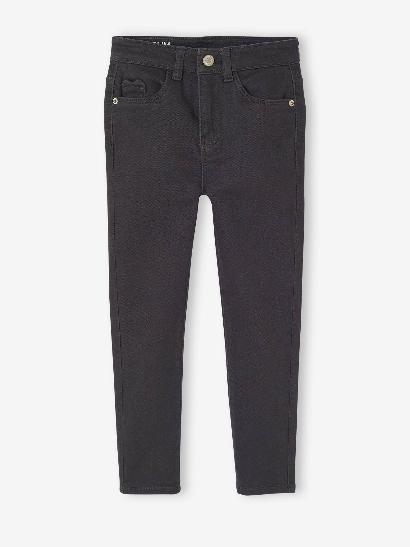 Pantalon fille slim morphologique fin anthracite
