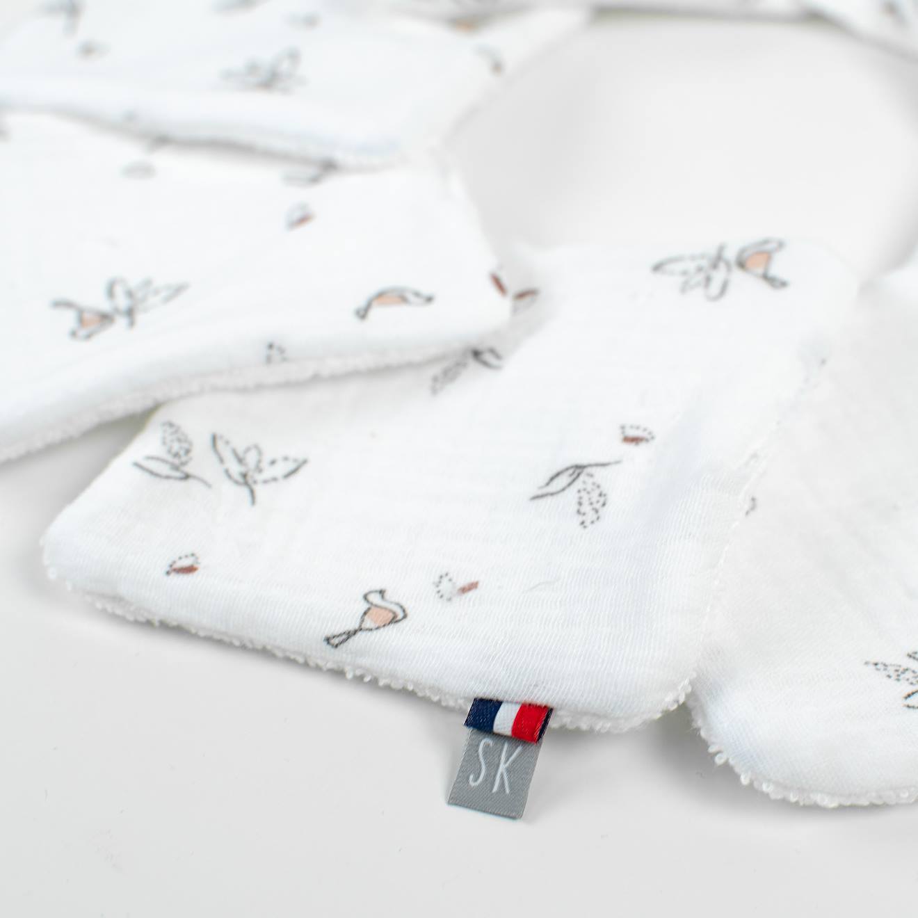 Lingettes Bébé Lavables En Coton 8 Pièces Stella Melody, Blanc Imprimé Minimali (Sevira Kids) - Image 1