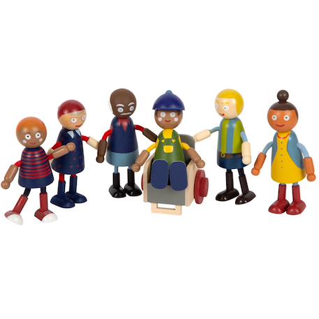 Small Foot - Famille De Poupées Avec Fauteuil Roulant Beige