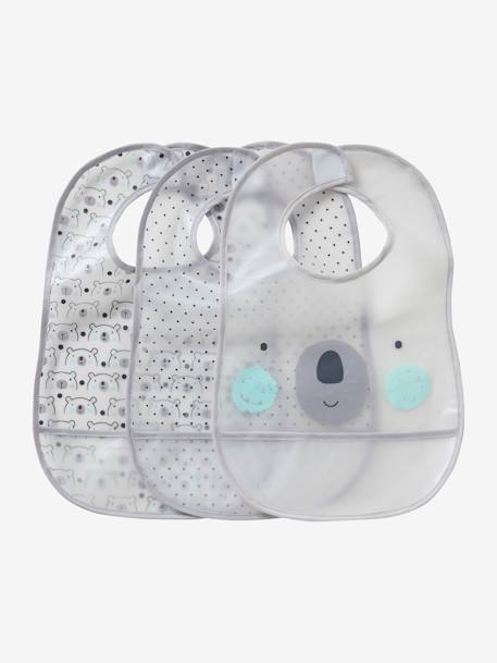Vertbaudet - Lot de 3 bavoirs plastifiés avec récupérateur assortis ours