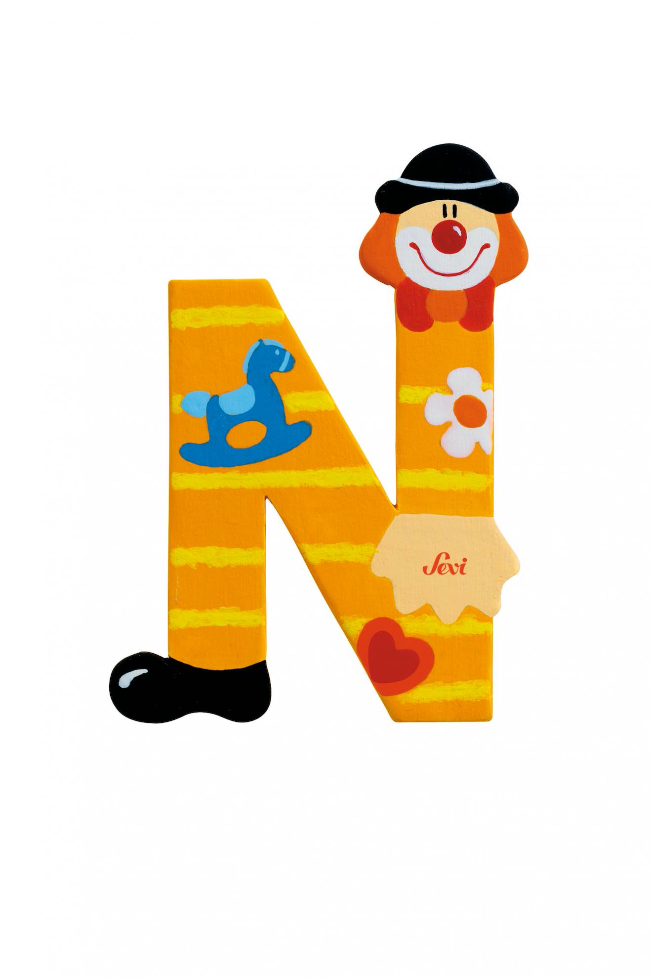 Lettre N Clown Jaune