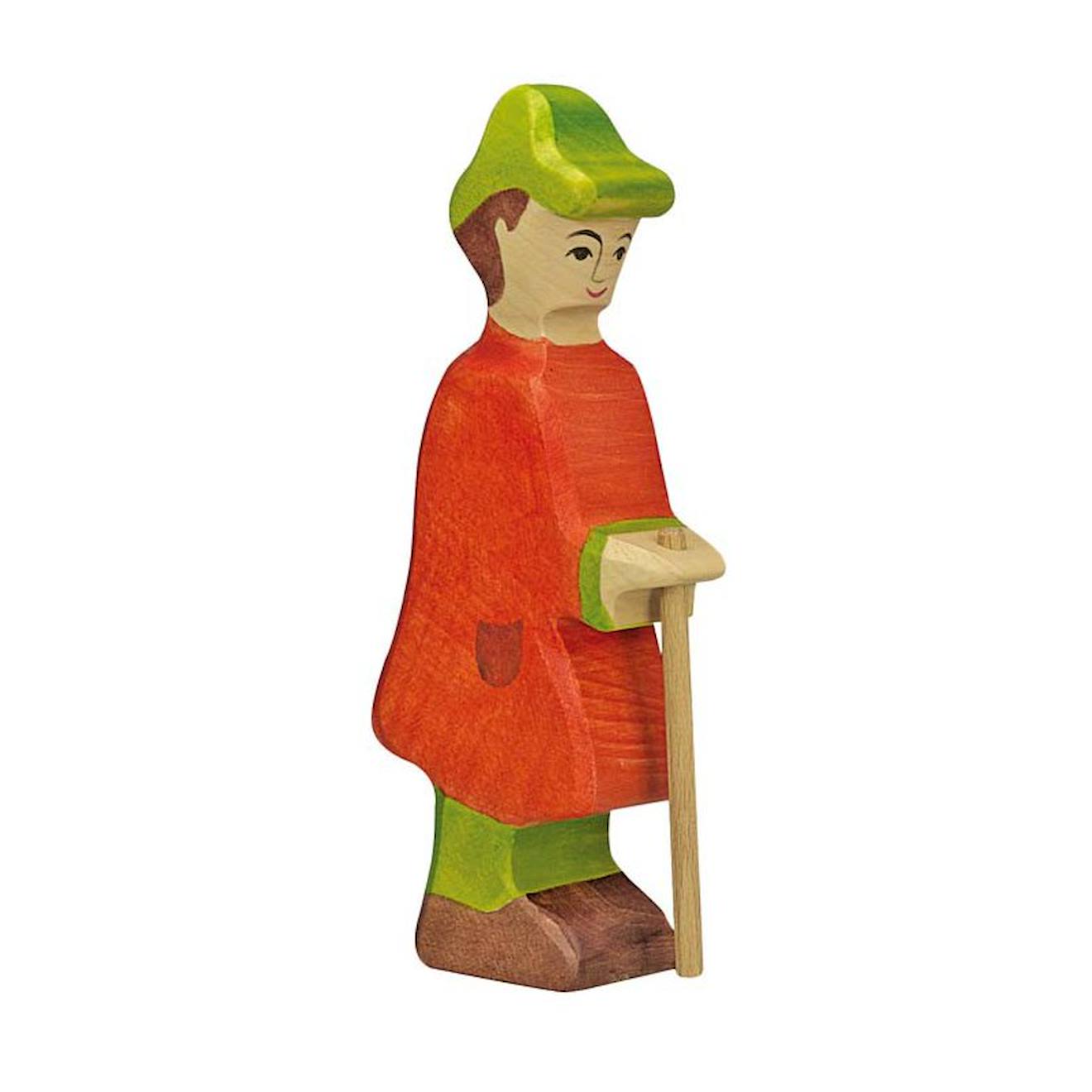 Figurine Crèche De Noël - Berger Avec Bâton Orange