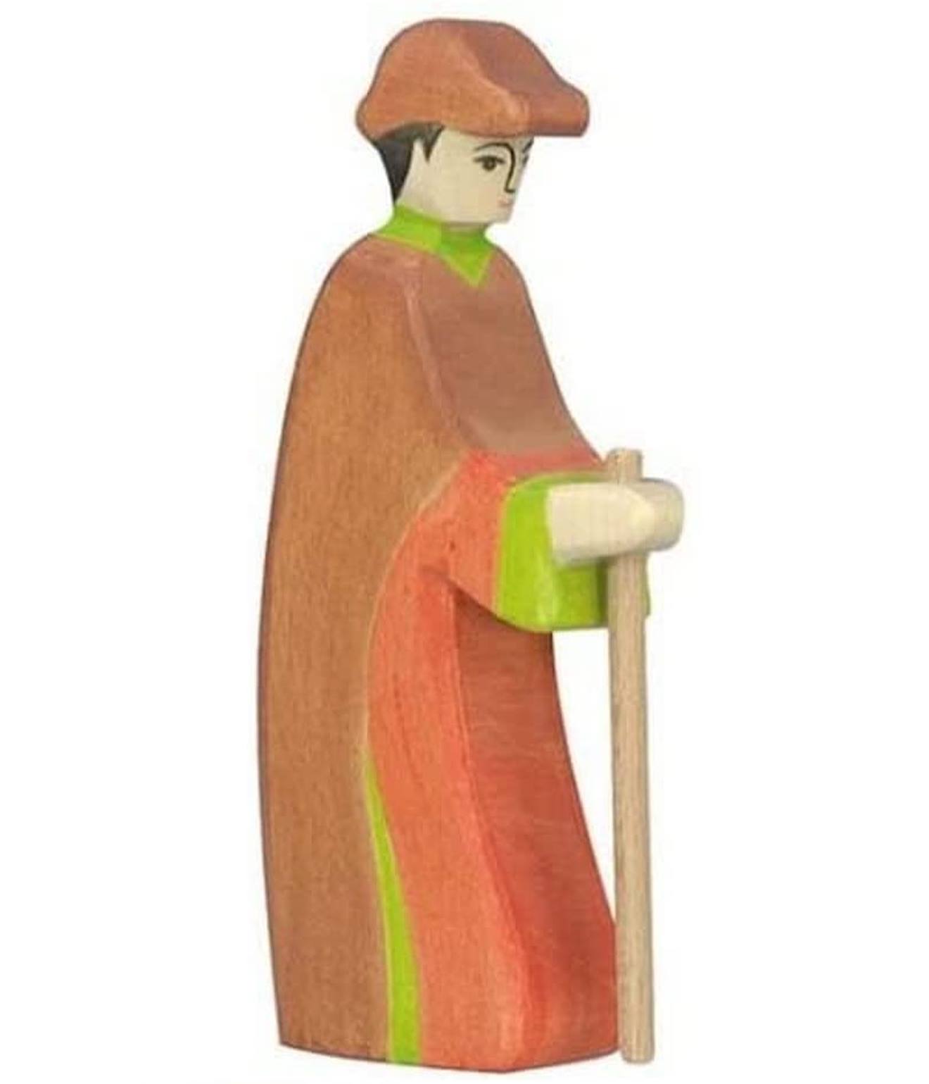 Figurine Crèche De Noël - Berger Avec Bâton Marron
