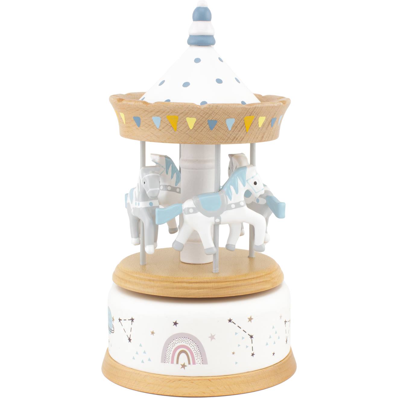 Boîte À Musique Carrousel Bois Naturel Blanc