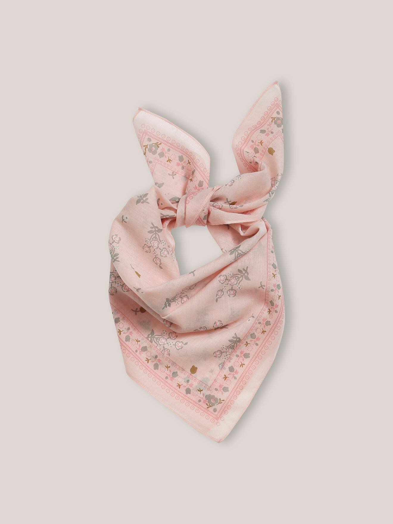 Foulard Imprimé Bouquets Fille - Coton Biologique Rose Ancien
