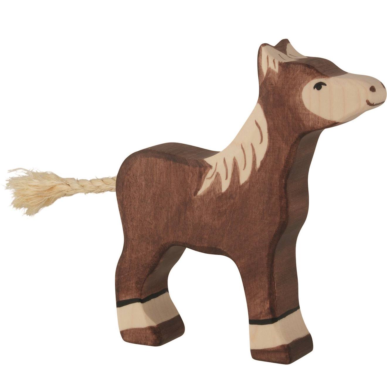 Figurine Poulain Debout, Marron Foncé Marron