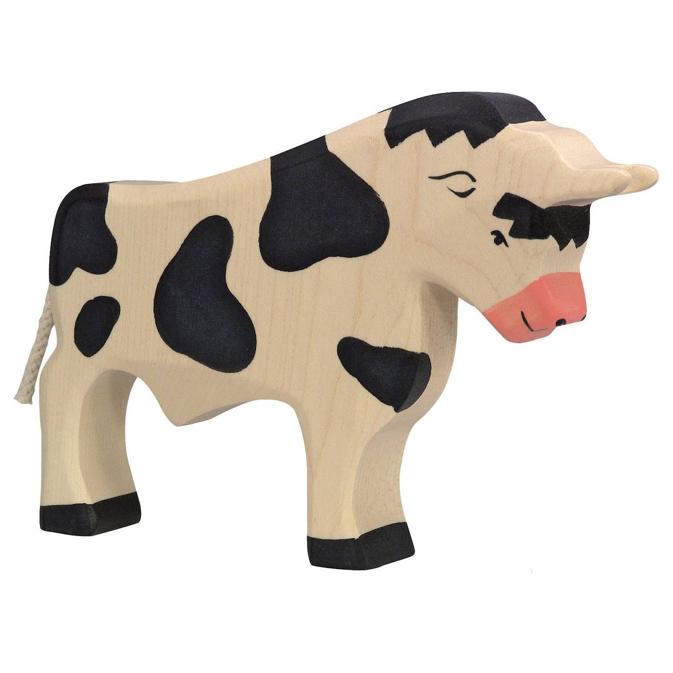 Figurine Taureau, Noir Et Blanc Blanc