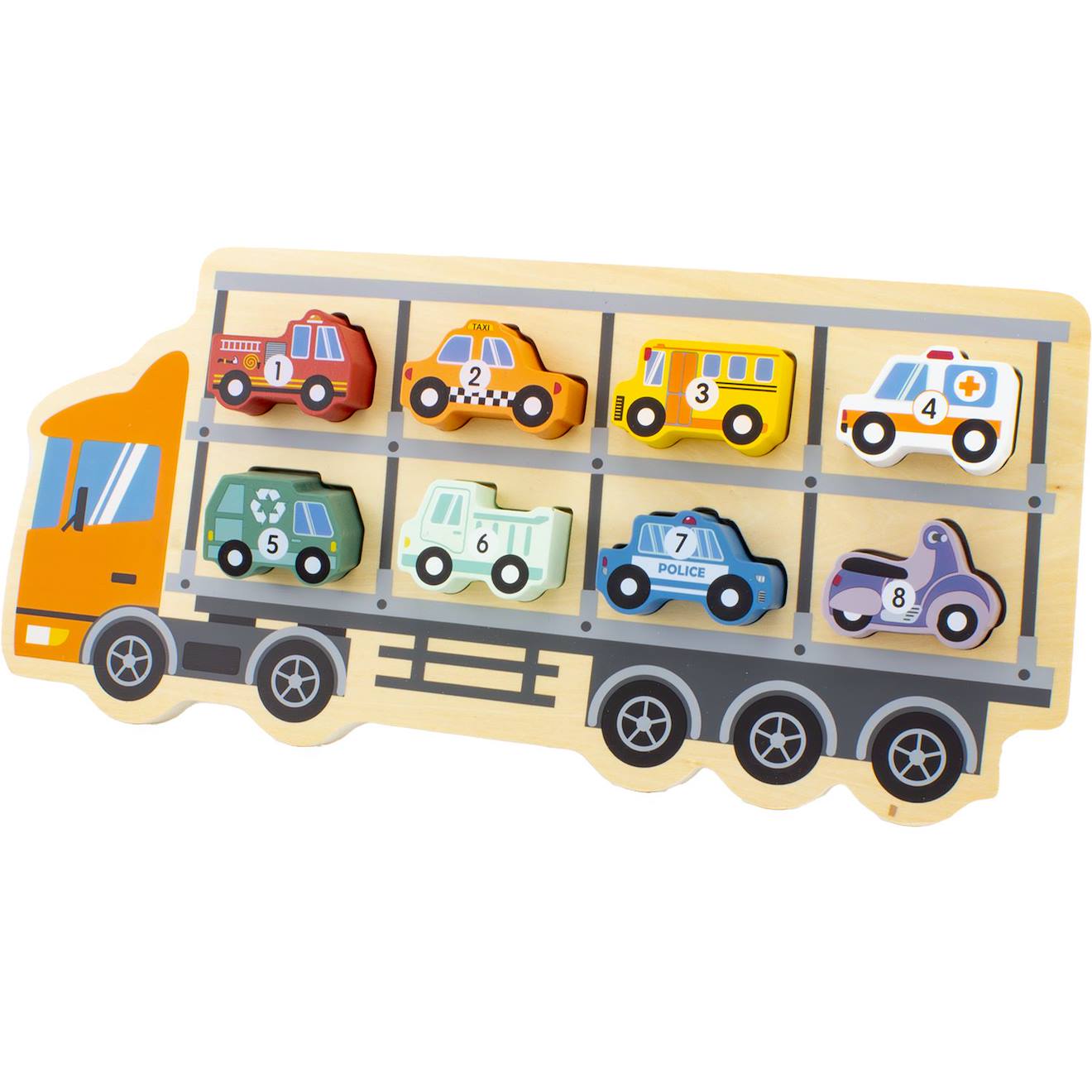 Puzzle Camion Porte-voitures 8 Pcs Beige