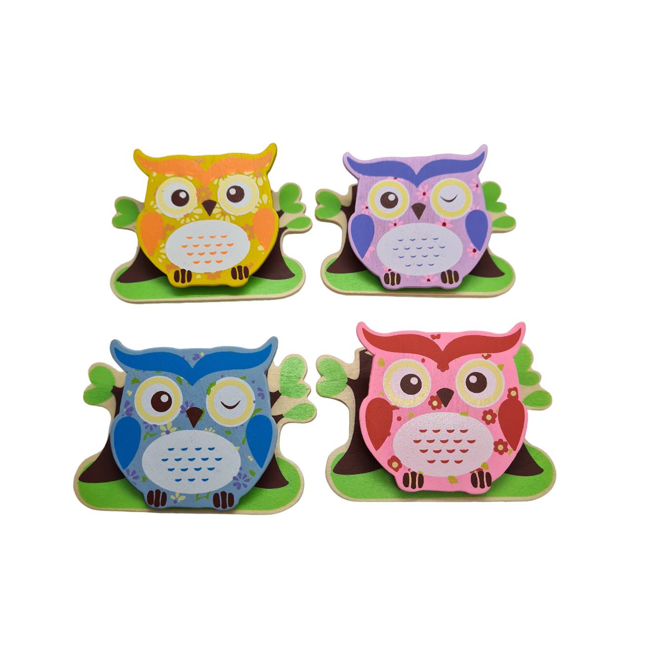 Lot De 4 Pinces Magnétiques Hibou Bleu