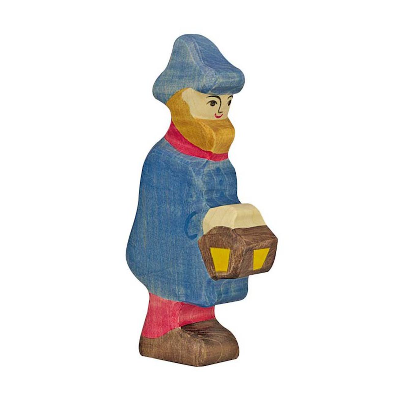 Figurine Crèche De Noël - Berger Avec Lampe Bleu