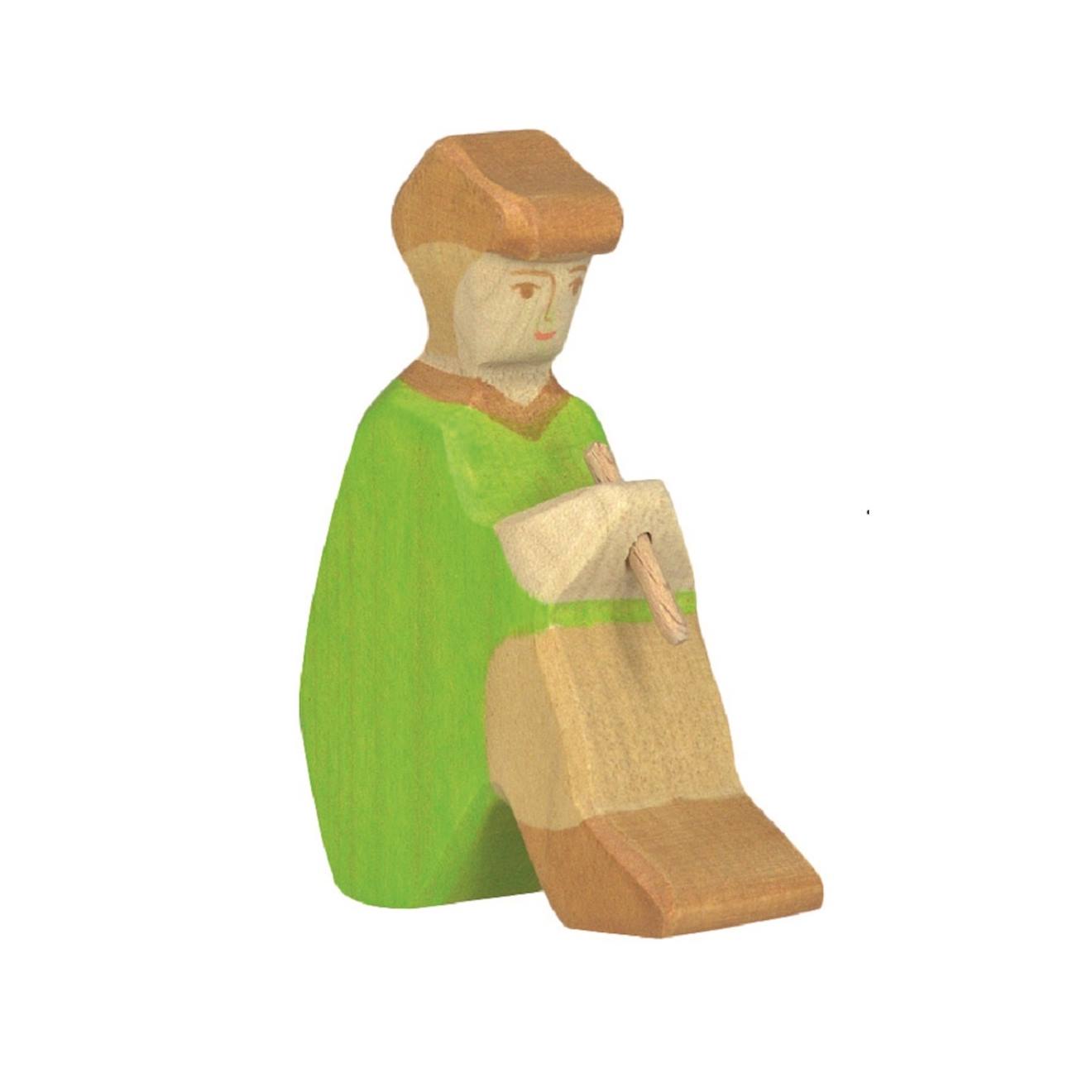Figurine Crèche De Noël - Berger Assis Vert
