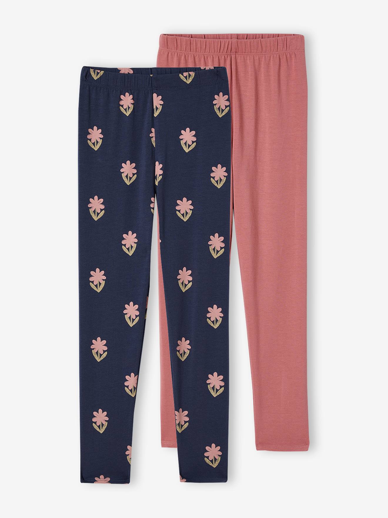 Lot de 2 leggings fille Basics bleu nuit