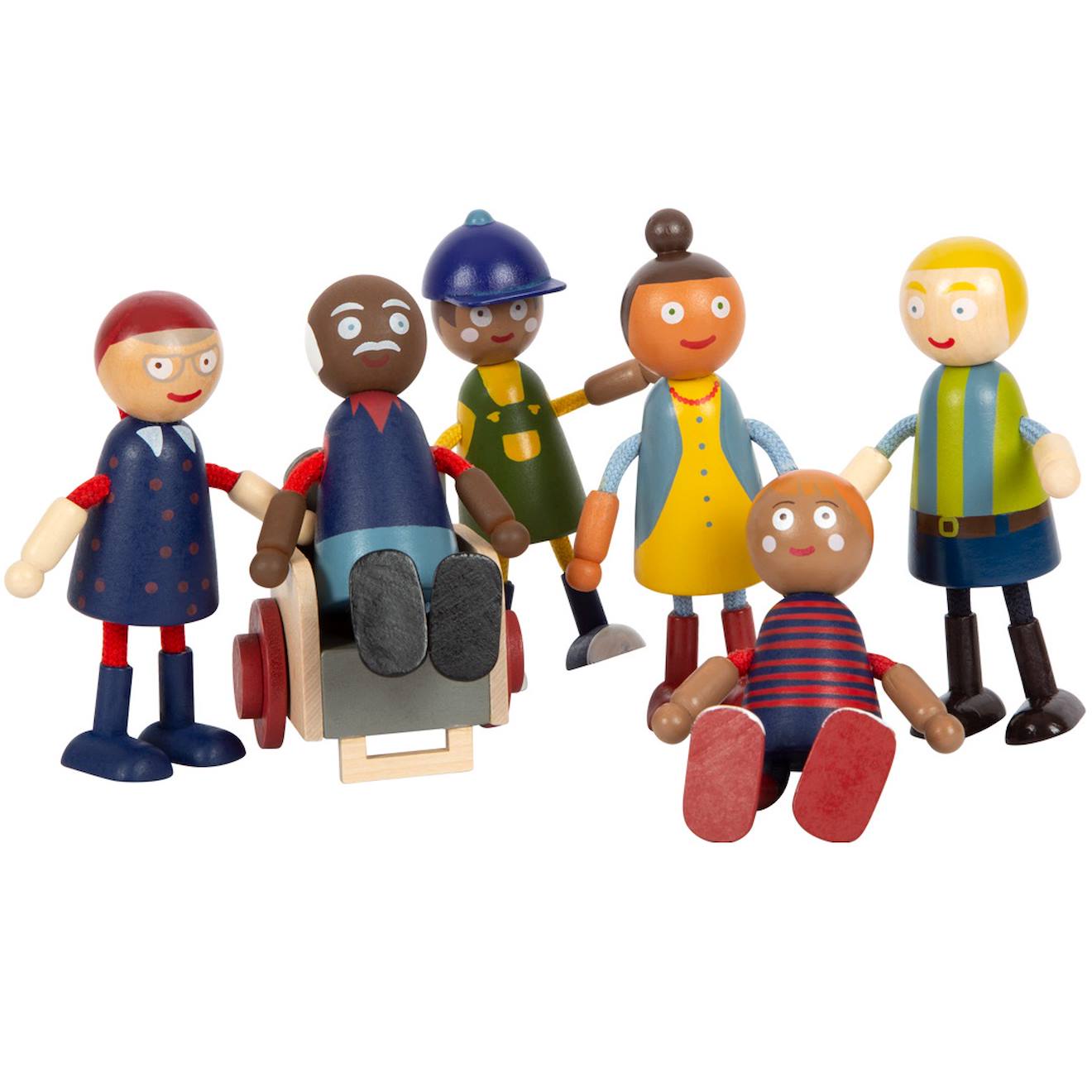 Famille De Poupées Avec Fauteuil Roulant Beige (Small Foot) - Image 1