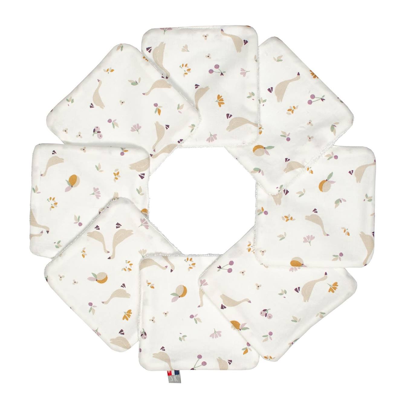 Lingettes Bébé Lavables 8 Pièces Sidonia, Beige, Écru, Blanc