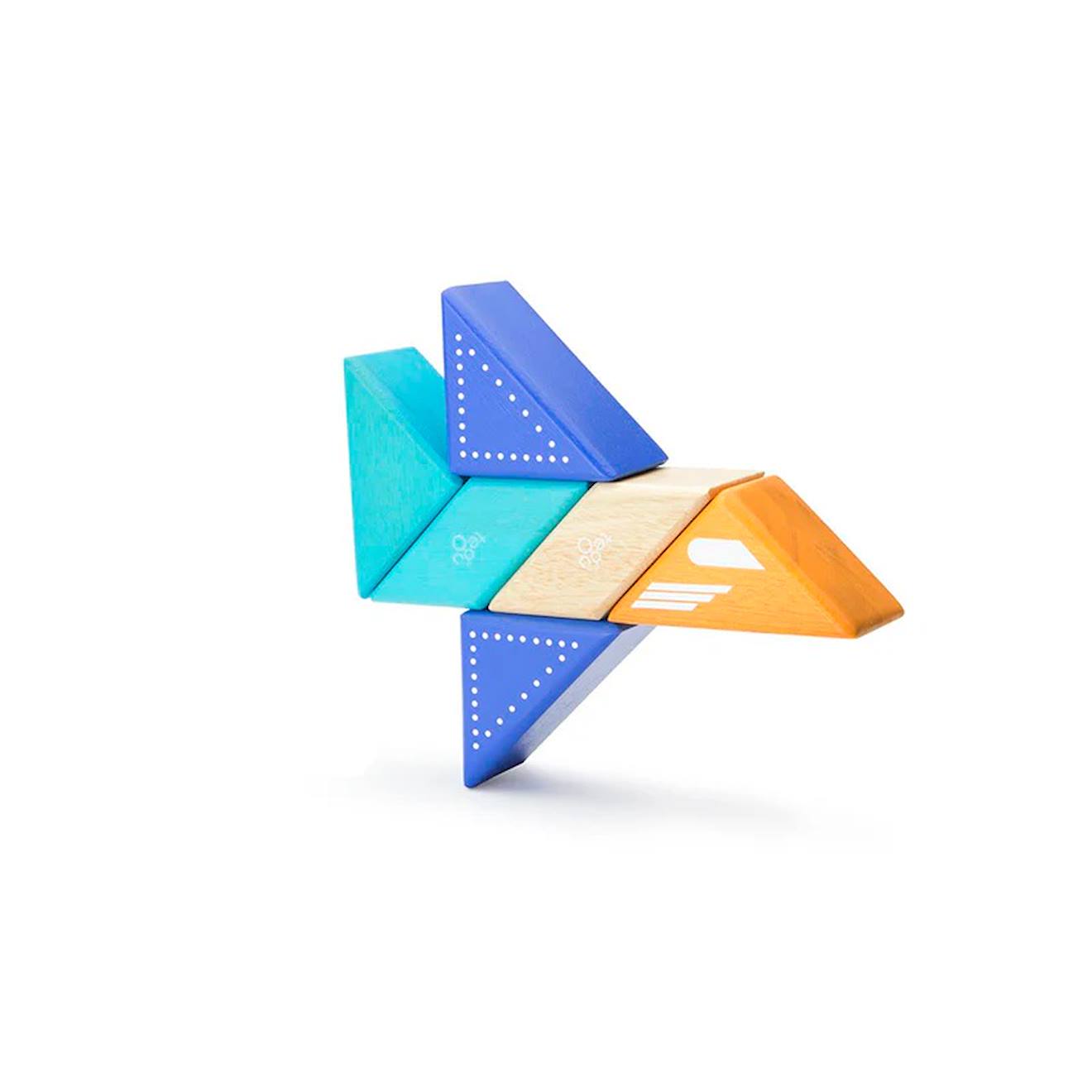 6 Blocs En Bois Magnétiques - Avion À Réaction Bleu