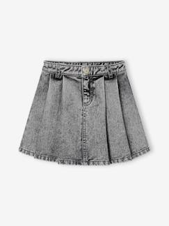-Jupe fille en jean plissée 