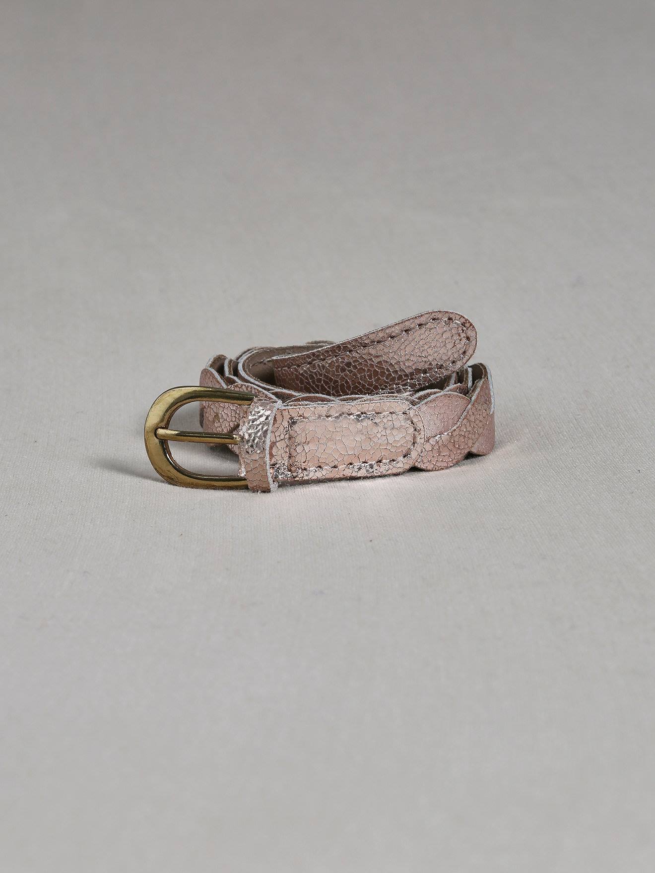 Ceinture Tressée En Cuir Fille Rose