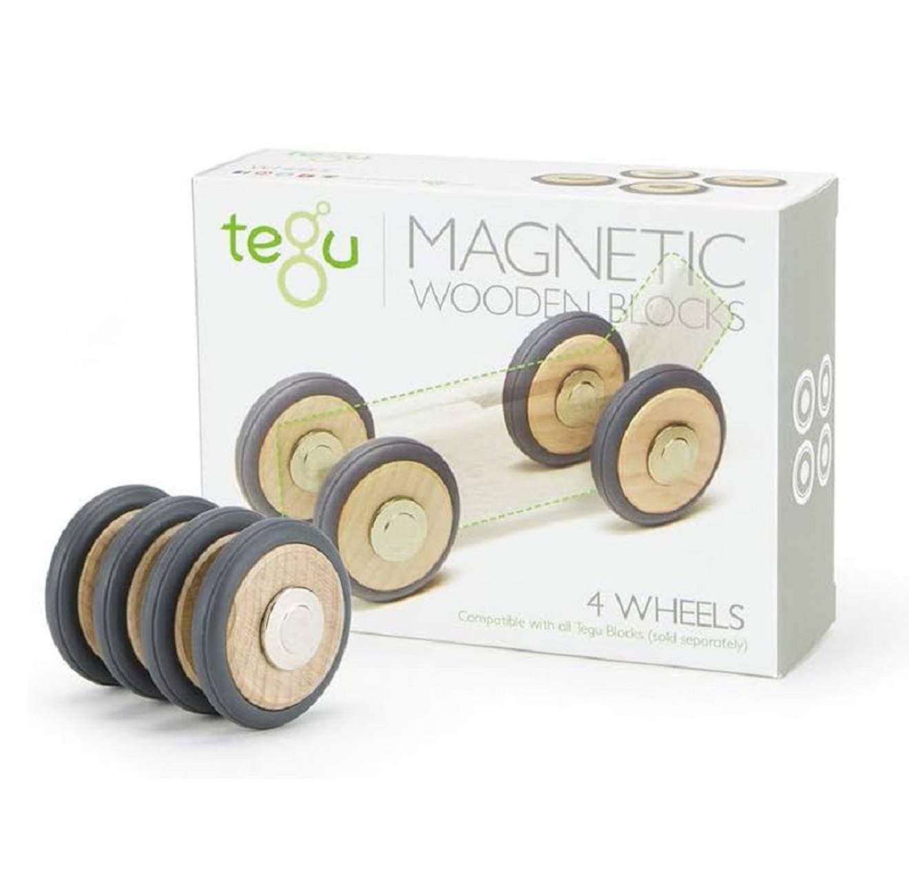 Set De 4 Roues En Bois Magnétiques Tegu Noir