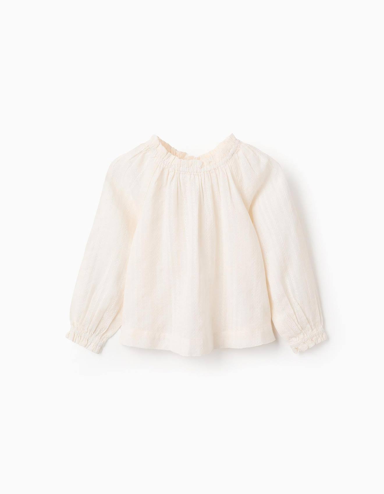 Blouse En Coton Dobby Beige Clair