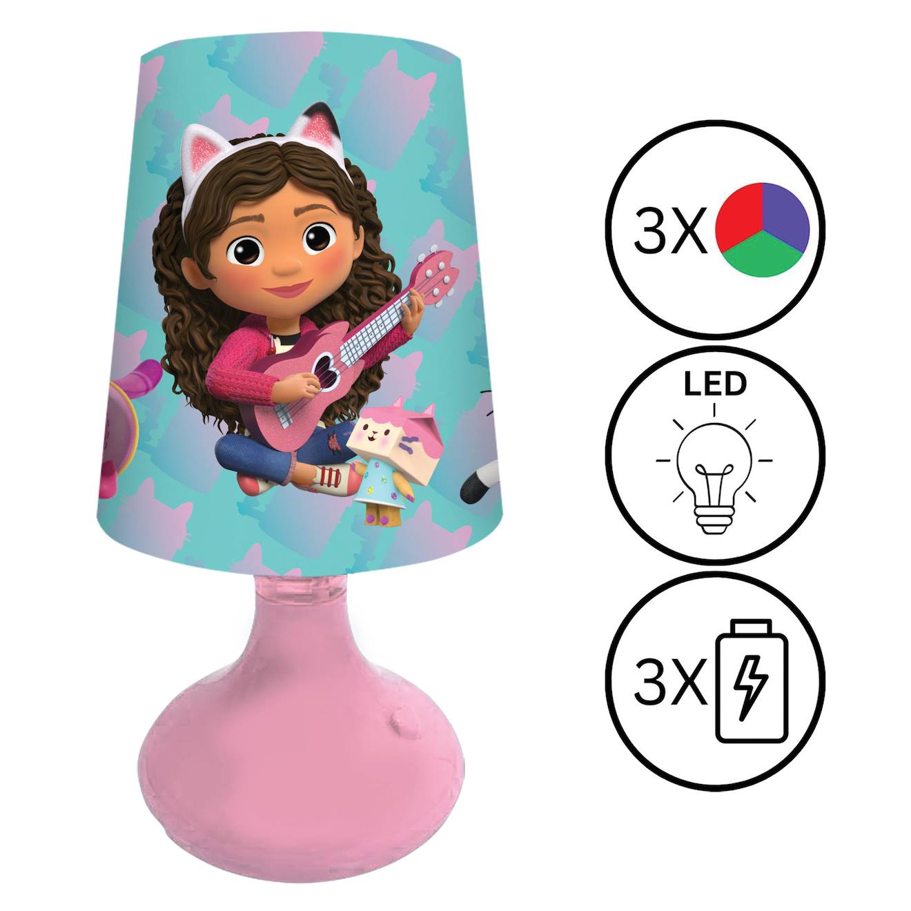 Mini Lampe De Chevet Veilleuse Sans Fil Gabby Et La Maison Magique Rose