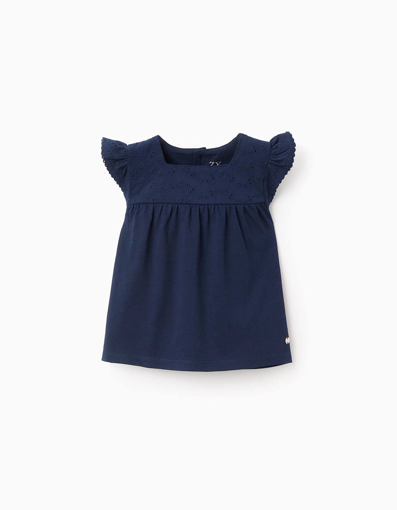 Haut Avec Volants Et Broderie Anglaise Bleu Foncé